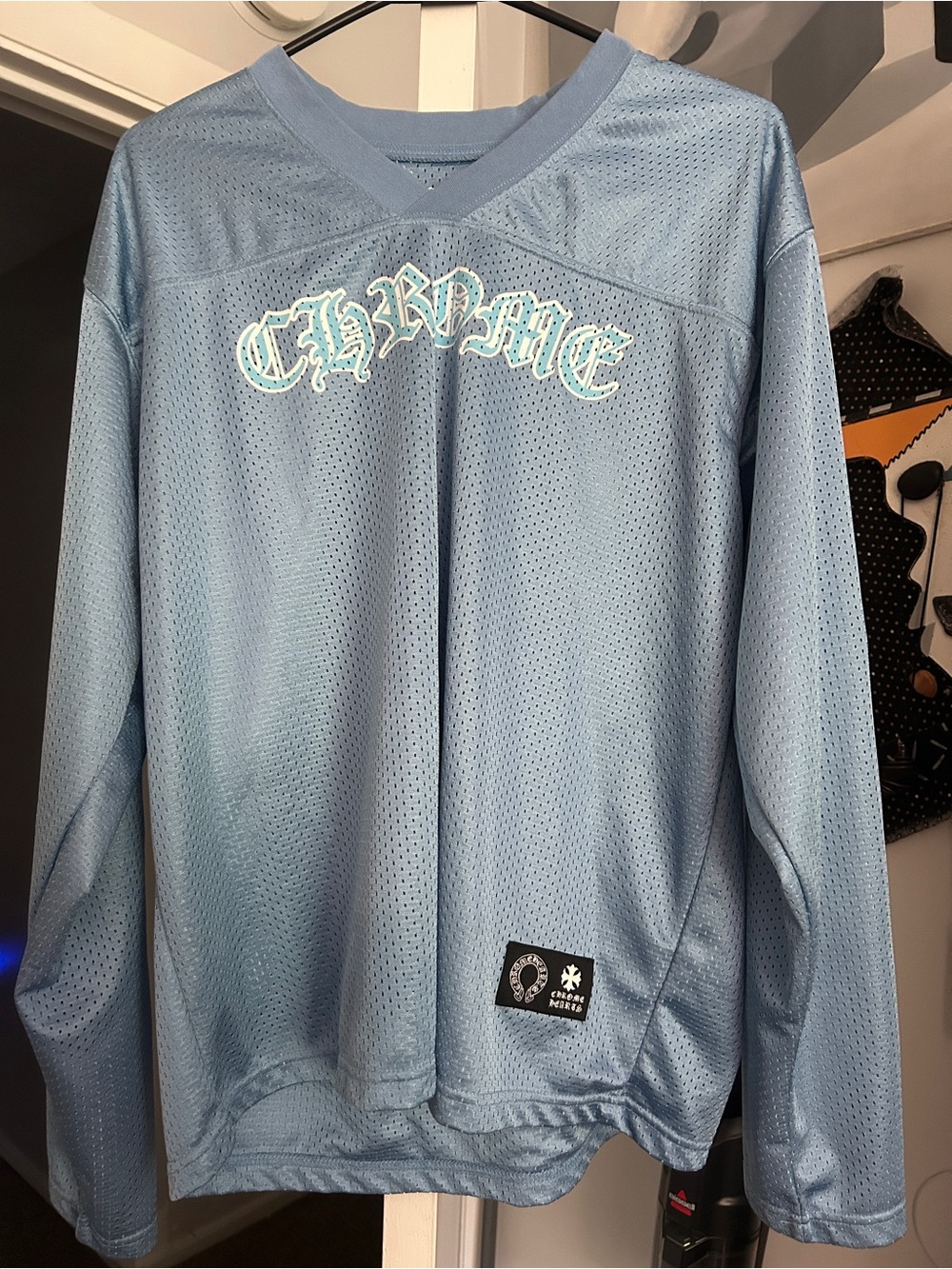 Chrome Hearts Light Blue Mesh Crewneck Jersey